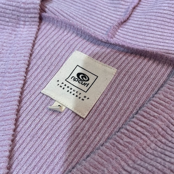 Rip Curl Lilac V Neck Hoodie - Size S w/Sherpa Checkered Zippered Pouch - Picture 3 of 7